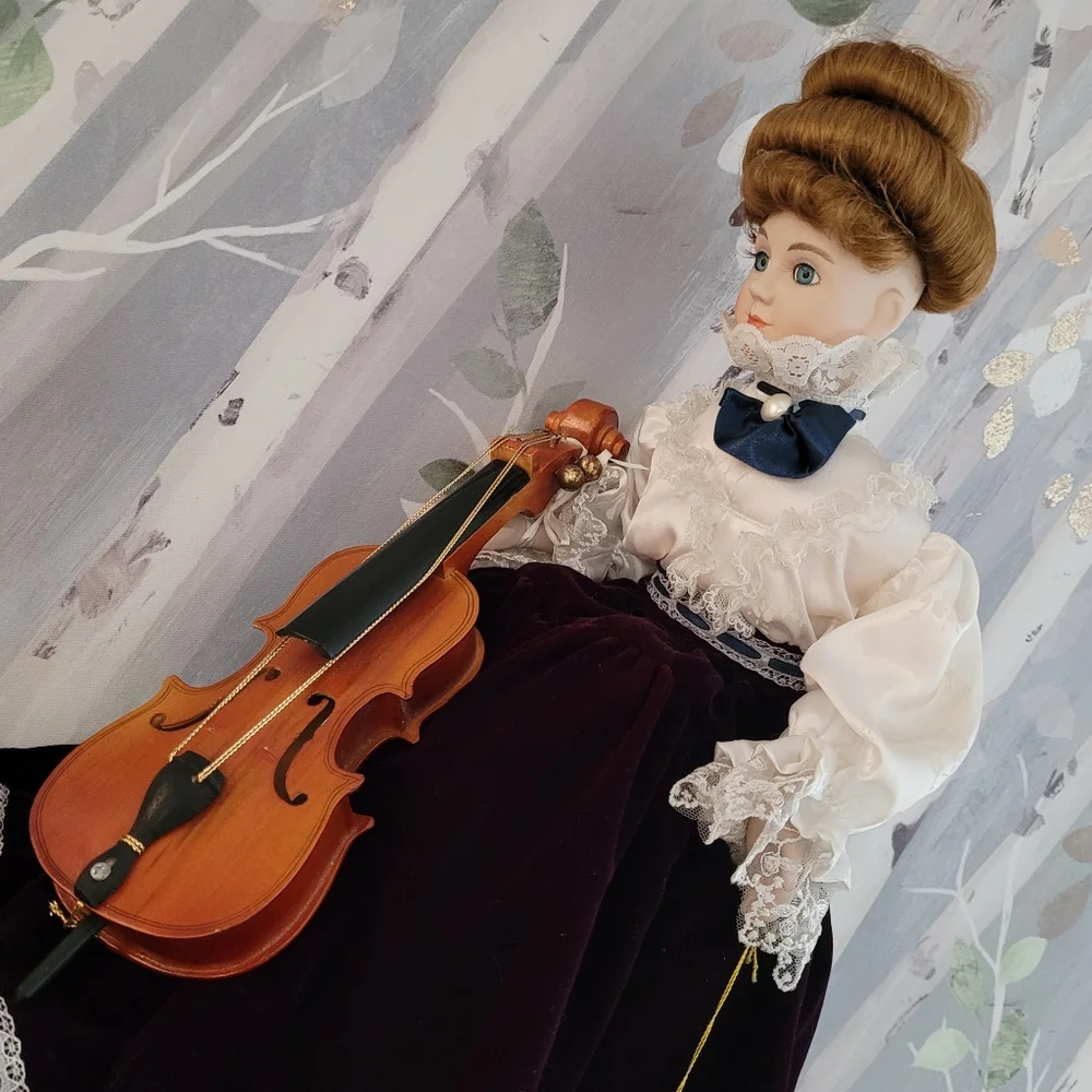 CELESTE Victorian Style Musical Porcelain Doll W/ Cello ANCO 1994 "Feelings" - Picture 2 of 16